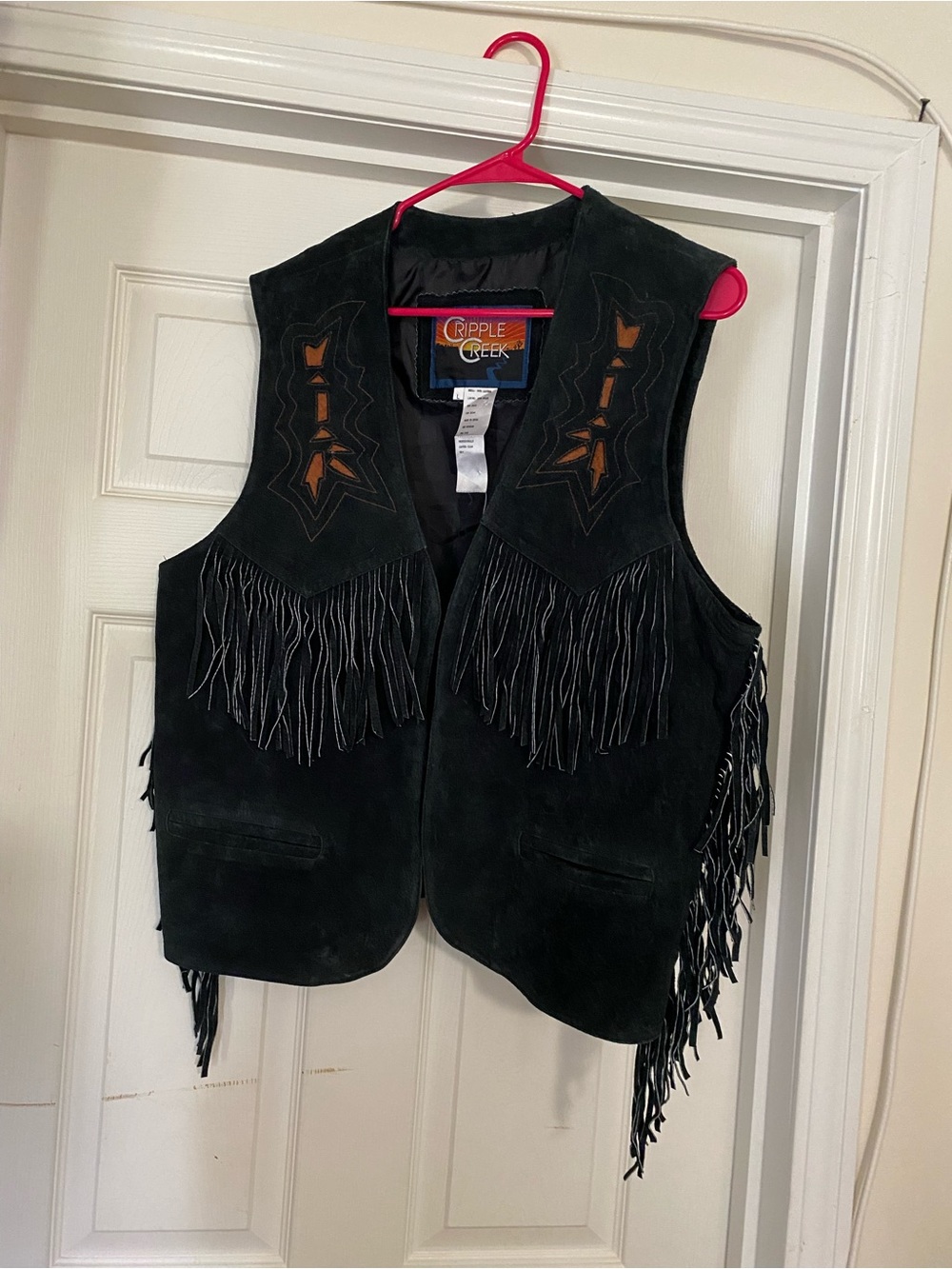Ripple Creek Women's Black Suede Fringe Vest